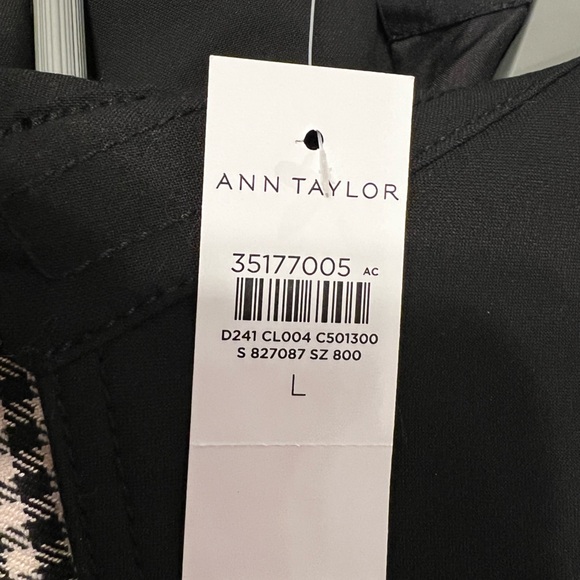 NWT Ann Taylor Twill Plaid Trench Coat Size L - Picture 6 of 7